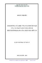 ảnh hưởng của hiệu ứng plasmon bề mặt của các hạt nano vàng lên sự phát huỳnh quang của chất màu hữu cơ