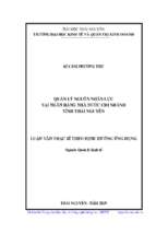 Quản lý nguồn nhân lực tại ngân hàng nhà nước chi nhánh tỉnh thái nguyên