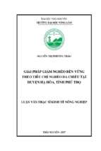 Giải pháp giảm nghèo bền vững theo tiêu chí nghèo đa chiều tại huyện hà hòa tỉnh phú thọ