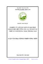 Nghiên cứu đề xuất một số giải pháp giảm nghèo bền vững cho các hộ dân tộc thiểu số ở huyện pác nặm tỉnh bắc kạn