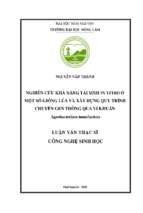 Nghiên cứu khả năng tái sinh in vitro ở một số giống lúa và xây dựng quy trình chuyển gen thông qua vi khuẩn agrobacterium tumefaciens