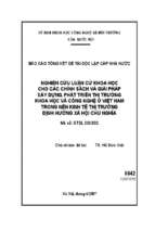 Nghiên cứu luận cứu khoa học cho các chính sách và giải pháp xây dựng phát triển thị trường khoa học và công nghệ ở việt nam trong nền kinh tế thị trường định hướng xã hội chủ nghĩa