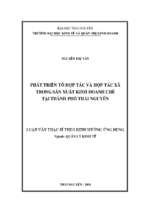 Phát triển tổ hợp tác và hợp tác xã trong sản xuất kinh doanh chè tại thành phố thái nguyên