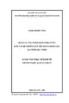 Quản lý của ngân hàng nhà nước đối với hệ thống quỹ tín dụng nhân dân tại tỉnh bắc ninh