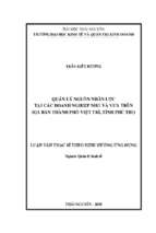 Quản lý nguồn nhân lực tại các doanh nghiệp nhỏ và vừa trên địa bàn thành phố việt trì tỉnh phú thọ