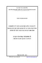 Nghiên cứu mối quan hệ giữa tích lũy trong nội bộ nền kinh tế và tăng trưởng kinh tế việt nam giai đoạn 1980 2010