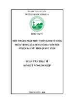 Một số giải pháp phát triển kinh tế nông thôn trong xây dựng nông thôn mới huyện ba chẽ tỉnh quảng ninh