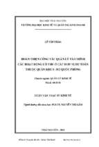 Hoàn thiện công tác quản lý tài chính các hoạt động có thu ở các đơn vị dự toán thuộc quân khu i bộ quốc phòng