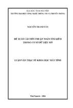 đề xuất cải tiến thuật toán tìm kiếm trong cơ sở dữ liệu mờ