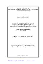 Nâng cao hiệu quả quản lý khu công nghiệp tỉnh quảng ninh