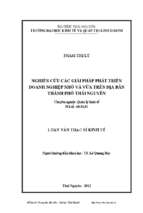 Nghiên cứu các giải pháp phát triển doanh nghiệp nhỏ và vừa trên địa bàn thành phố thái nguyên
