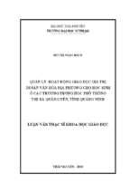 Quản lý hoạt động giáo dục giá trị di sản văn hóa địa phương cho học sinh ở các trường trung học phổ thông thị xã quảng yên tỉnh quảng ninh