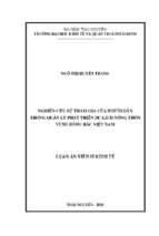 Nghiên cứu sự tham gia của người dân trong quản lý phát triển du lịch nông thôn vùng đông bắc việt nam