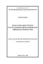 Quản lý hoạt động tín dụng của các ngân hàng thương mại nhà nước trên địa bàn tỉnh bắc ninh