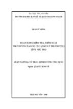 Hoạt động kiểm tra kiểm soát thị trường tại chi cục quản lý thị trường tỉnh phú thọ