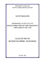 Luận án ổn định hóa cổ tức của các doanh nghiệp niêm yết trên thị trường chứng khoán việt nam. (dividend smoothing of listed firms on vietnam stock market)
