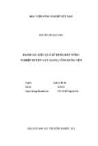 đánh giá hiệu quả sử dụng đất nông nghiệp huyện văn giang, tỉnh hưng yên  