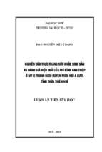 Luận án nghiên cứu thực trạng sức khỏe sinh sản và đánh giá hiệu quả của mô hình can thiệp ở nữ vị thành niên huyện miền núi a lưới, tỉnh thừa thiên huế