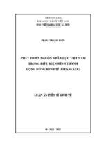 Phát triển nguồn nhân lực việt nam trong điều kiện hình thành cộng đồng kinh tế asean (aec)