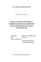 Khảo sát một số đặc điểm bệnh lý của bệnh cầu trùng ở gà và nghiên cứu chế tạo chế phẩm sinh học sử dụng trong phòng trị  luận án tiến sĩ. bệnh lý học và chữa bệnh vật nuôi 62.64.01.02