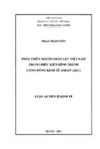 Phát triển nguồn nhân lực việt nam trong điều kiện hình thành cộng đồng kinh tế asean (aec)