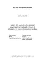 Nghiên cứu đặc điểm nông sinh học và kỹ thuật bón phân đối với một số dòng lúa cực ngắn ngày cho tỉnh nghệ an  luận án tiến sĩ. khoa học cây trồng 9.62.01.10