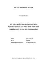 Huy động nguồn lực cho chương trình mục tiêu quốc gia xây dựng nông thôn trên địa bàn huyện lương sơn, tỉnh hòa bình  