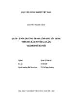 Quản lý môi trường trong lĩnh vực xây dựng trên địa bàn huyện gia lâm, thành phố hà nội  