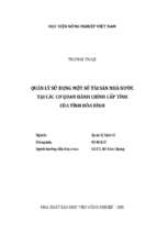 Quản lý sử dụng một số tài sản nhà nước tại các cơ quan hành chính cấp tỉnh của tỉnh hòa bình  