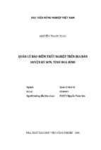Quản lý bảo hiểm thất nghiệp trên địa bàn huyện kỳ sơn, tỉnh hòa bình  