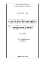 A study on peer response via google classroom on an english translation course at school of foreign languages – thai nguyen university