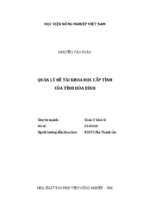 Quản lý đề tài khoa học cấp tỉnh của tỉnh hòa bình  