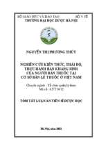 Nghiên cứu kiến thức, thái độ, thực hành bán kháng sinh của người bán thuốc tại cơ sở bán lẻ thuốc ở việt nam tt