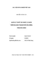 Quản lý thuế thu nhập cá nhân trên địa bàn thành phố hòa bình, tỉnh hòa bình  