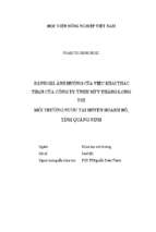 đánh giá ảnh hưởng của việc khai thác than của công ty tnhh mtv thăng long tới môi trường nước tại huyện hoành bồ, tỉnh quảng ninh  