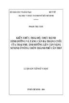 Kiến thức, thái độ, thực hành  dinh dưỡng và tăng cân ba tháng cuối của thai phụ ảnh hưởng lên cân nặng sơ sinh ở nông thôn thành phố cần thơ