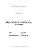 Vai trò của phụ nữ trong nâng cao mức sống của hộ gia đình trên địa bàn huyện yên khánh, tỉnh ninh bình  