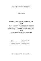 đánh giá thực trạng và đề xuất giải pháp nâng cao hiệu quả bảo vệ môi trường của công ty tnhh dệt nhuộm jasan việt nam tại khu công nghiệp phố nối b, tỉnh hưng yên  