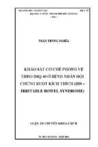 Khảo sát cơ chế phòng vệ theo dsq 40 ở bệnh nhân hội chứng ruột kích thích (ibs – irritable bowel syndrome)