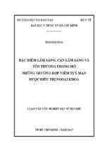 đặc điểm lâm sàng, cận lâm sàng và tổn thương trong mổ những trường hợp viêm tụy mạn được điều trị ngoại khoa