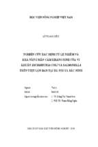 Nghiên cứu xác định tỷ lệ nhiễm và khả năng mẫn cảm kháng sinh của vi khuẩn escherichia coli và salmonella trên thịt lợn bán tại hà nội và bắc ninh  