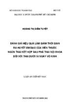 đánh giá hiệu quả làm giảm thời gian ra huyết âm đạo của viên thuốc ngừa thai kết hợp sau phá thai nội khoa đối với thai dưới 50 ngày vô kinh