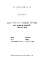 Quản lý dự án đầu tư giao thông nông thôn trên địa bàn huyện đà bắc, tỉnh hòa bình  