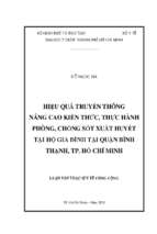 Hiệu quả truyền thông nâng cao kiến thức, thực hành phòng, chống sốt xuất huyết tại hộ gia đình tại quận bình thạnh, tp. hồ chí minh