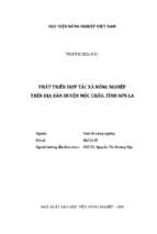 Phát triển hợp tác xã nông nghiệp trên địa bàn huyện mộc châu, tỉnh sơn la  