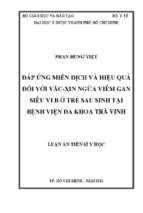 đáp ứng miễn dịch và hiệu quả đối với vắc xin ngừa viêm gan siêu vi b ở trẻ sau sinh tại bệnh viện đa khoa trà vinh