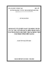 Khảo sát tỷ lệ rối loạn vận động muộn và các yếu tố liên quan trên bệnh nhân tâm thần phân liệt điều trị tại bệnh viện tâm thần tỉnh tiền giang