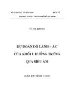 Dự đoán độ lành – ác của khối u buồng trứng qua siêu âm