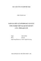 đánh giá hiệu quả sử dụng đất sản xuất nông nghiệp trên địa bàn huyện hữu lũng, tỉnh lạng sơn  