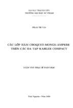 Các lớp hàm choquet monge ampere trên các đa tạp kahler compact